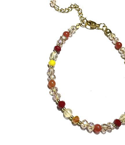 Gelang Stainless Steel – RUTILATED QUARTZ & CHERRY QUARTZ