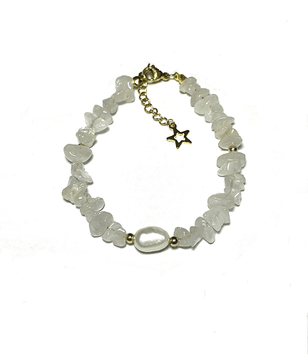 Gelang Stainless Steel – WHITE CALCITE & Mutiara Air Tawar