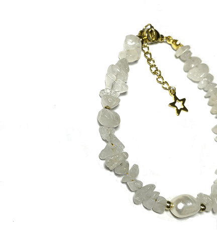 Gelang Stainless Steel – WHITE CALCITE & Mutiara Air Tawar