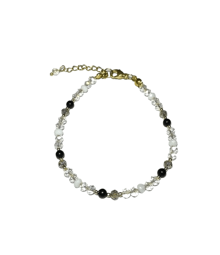 Gelang Stainless Steel – BLACK ONYX & Kristal