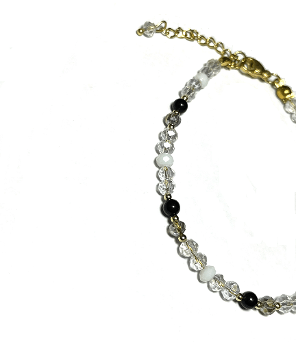 Gelang Stainless Steel – BLACK ONYX & Kristal