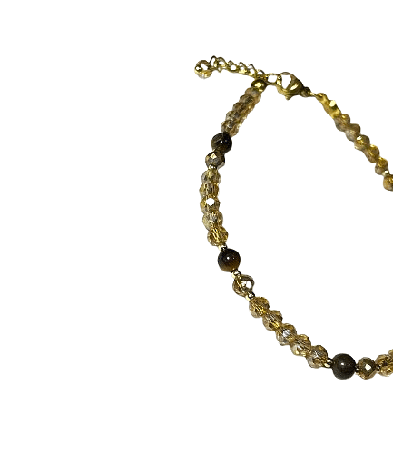 Gelang Stainless Steel – TIGER’S EYE & Kristal