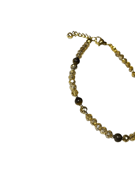 Gelang Stainless Steel - TIGER'S EYE & Kristal - Image 2