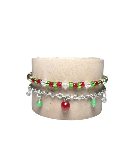 Noelle Gelang Manik Kaca + Garnet + Green Aventurine