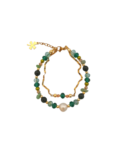 Gelang JUNIPER – Aventurine | Green Jasper | Mutiara Air Tawar | Kristal