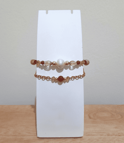 Gelang LEONA – Gold Sandstone | Mutiara Air Tawar | Kristal