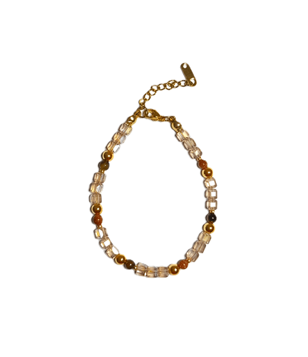 Gelang Stainless Steel – Kristal Kotak & Batu Alam